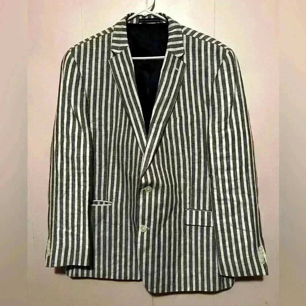 Tommy Hilfiger Single‎ Breasted Lined Suit Coat Blue/Wht Sz XL